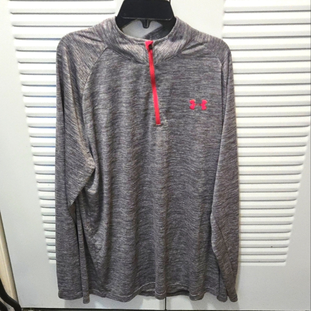 Mens Under Armour long sleeve 3/4 zip heat gear polo shirt